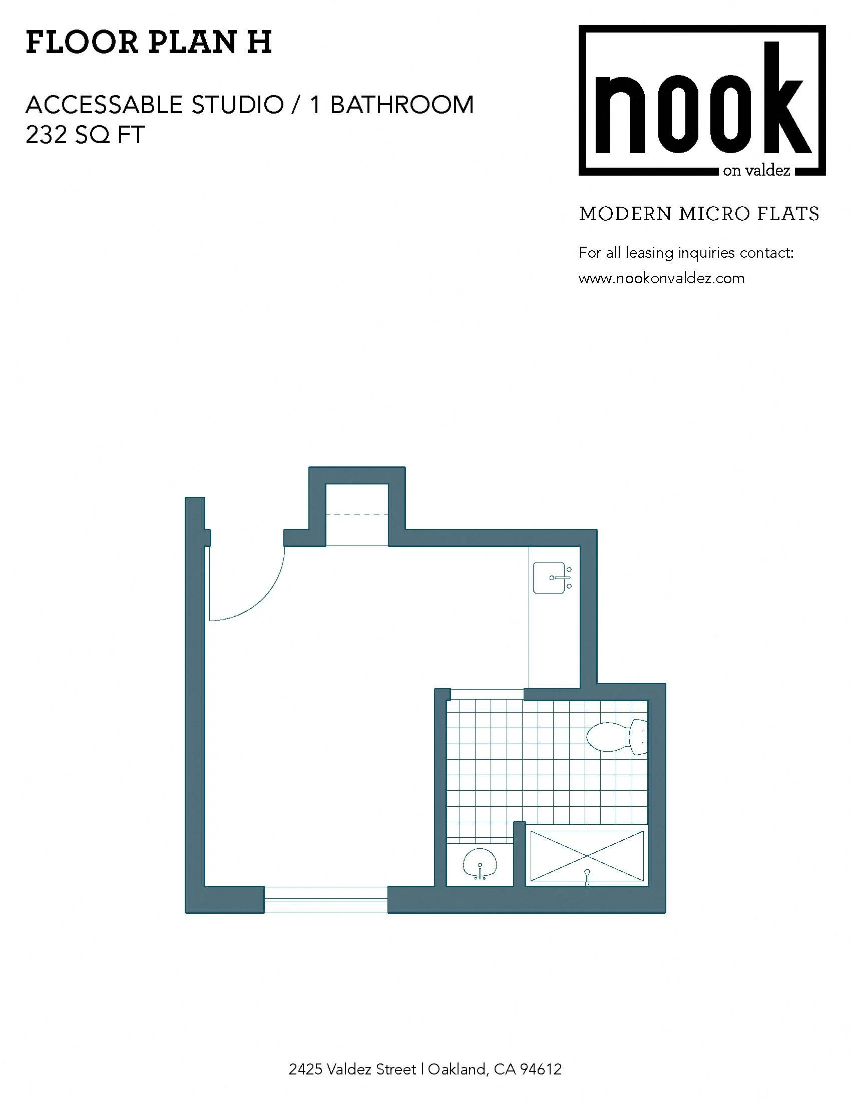FLOOR PLAN H – studio floor plan
